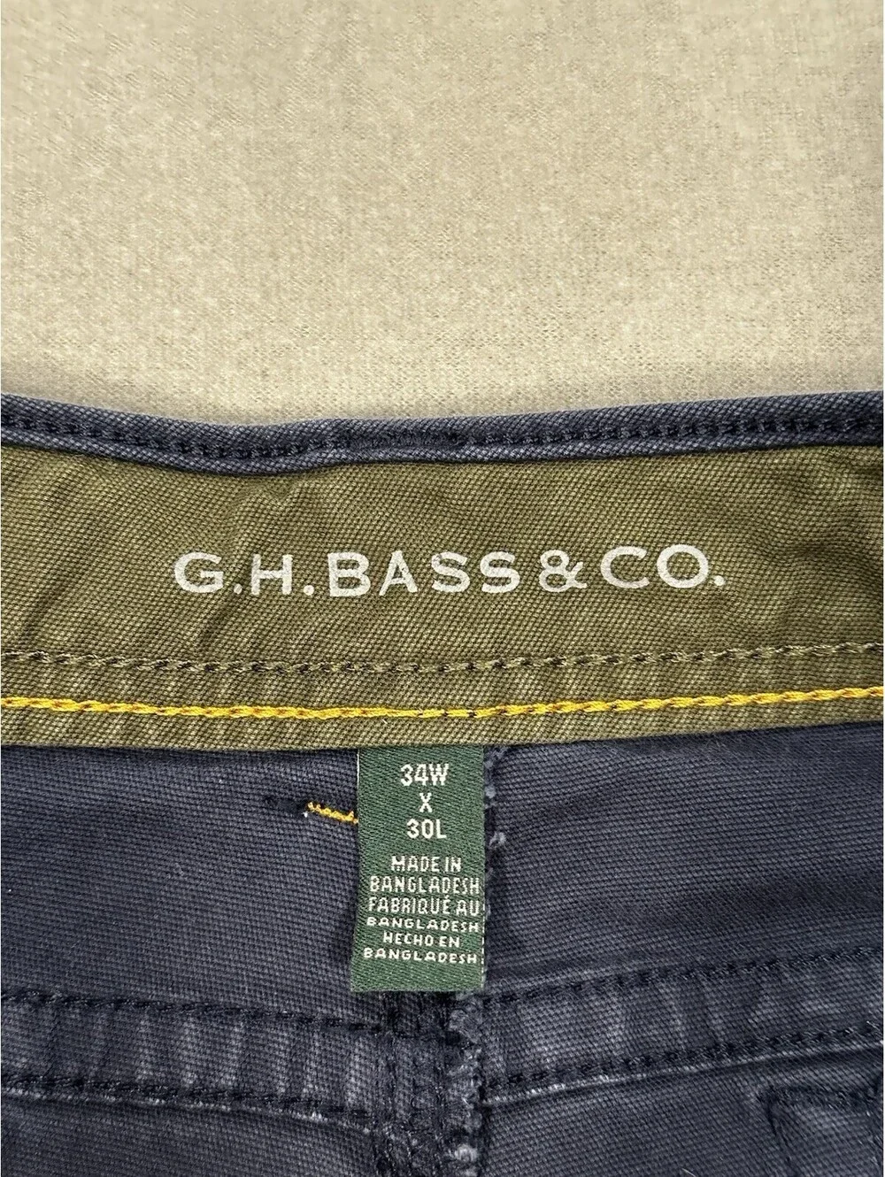 G.H. Bass & Co Men’s Navy Slim Fit Pants 33x28.5 Stretch Cotton Casual